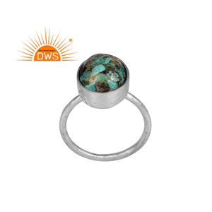 Anillo apilable de piedras preciosas turquesa de roca Natural de plata de ley fina, fabricante de joyería personalizada - Product Image 1