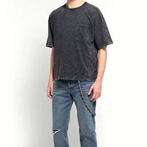 เสื้อยืดสำหรับผู้ชายเสื้อลายกรดซักเสื้อแขนสั้นทรงโอเวอร์ไซส์ - Product Image 1