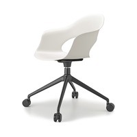 Chaise de bureau sur roulettes avec coque en technopolymère et base en acier peint noir mat pour salle de réunion, bureau à domicile, fabriquée en Italie