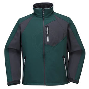 Chaqueta Softshell con cuello levantado y cremallera recubierta de otoño informal táctica para hombre de la mejor calidad con logotipo frontal - Product Image 1