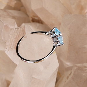 แหวนเงินสเตอร์ลิง925ทำด้วยมือพลอยเทียมสีฟ้าบุษราคัมลูกบาศก์เซอร์คอนสำหรับงานแต่งงานได้รับการรับรองจาก Gia - Product Image 4