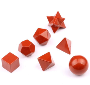 คริสตัลควอตซ์ชุดเรขาคณิตศักดิ์สิทธิ์7ชิ้นชุดพลอยสีแดง Jasper ชุดรูปทรงเรขาคณิตจักระขายส่งการรักษาคริสตัลบำบัด - Product Image 1
