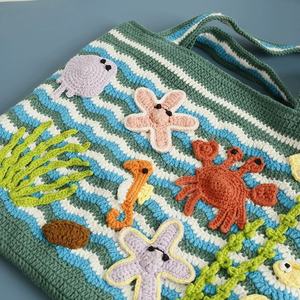 Elegant Ocean Wind Style Hand-Woven Single Shoulder <b>Bag</b> Women's Crochet Design for <b>Easter</b> Handmade Textile & Fabric Crafts - Product Image 5