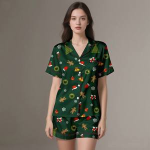 Digital Printed Breathable Luxury Silk Satin Pajama <b>Set</b> for Adults Soft Comfortable Spring Summer Sleepwear Customizable - Product Image 4