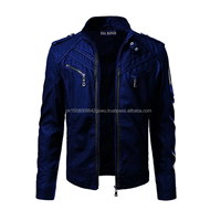 Veste en cuir véritable à poche avant pour hommes en gros