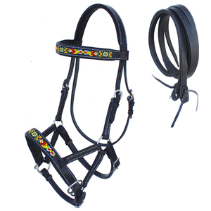 Bride de cheval en cuir fantaisie avec forme anatomique et anglais réglable rembourré doux - Product Image 1