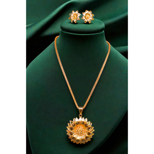 Conjunto de pendientes de collar de precios asequibles con conjunto de pendientes de collar de estilo moderno chapado en oro de 22 quilates a la venta por exportadores - Product Image 1