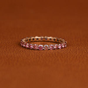 Lujosa plata esterlina chapada en oro rosa corte laboratorio cultivado diamante eternidad completa boda banda clásico lujo boda regalo - Product Image 1