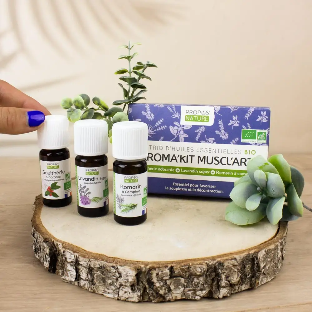 Aroma Kit muscoli e articolazioni-3 sostanze organiche essenziali oli-Wintergreen lavanda rosmarino-crampi-aromaterapia-3x10ml