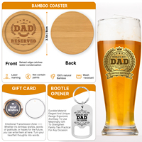 Ensemble de verres à bière de style américain de 15 oz avec impression UV, cadeau pour la fête des pères, comprend un sous-verre en bambou et un ouvre-bouteille