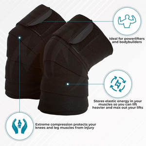 Wholesale Price Custom Print Heavy Duty Knee <b>Wraps</b> Fitness Weight Lifting Neoprene Material Knee <b>Wraps</b> for <b>Gym</b> Workout - Product Image 3