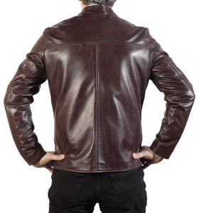 Veste en cuir d'agneau style High Street pour hommes avec fermeture éclair et col montant Options toutes couleurs à la mode disponibles - Product Image 4