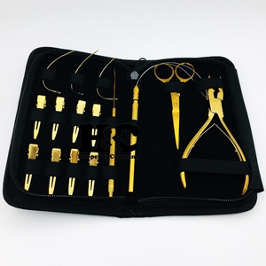 Tijeras doradas de acero inoxidable para extensiones de cabello, alicates dorados sostenibles, juego de herramientas de bucle, abridor de Clip, alicates con logotipo de visón - Product Image 4