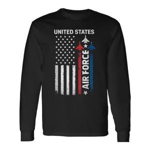T-shirt patriottica a maniche lunghe dell'Aeronautica Militare degli Stati Uniti con bandiera americana del 4 luglio per uomo e donna, magliette promozionali - Product Image 1