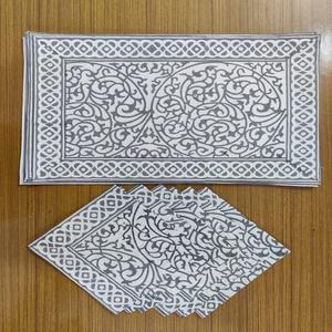 Servilletas de mesa impresas en bloques de algodón 100% hechas a medida en juegos de 4 y 6 ideales para tiendas de hogar en tono azul - Product Image 3