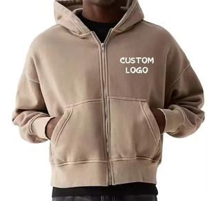 Fabricante de Sudaderas con Capucha Extra Grandes de Algodón Grueso con Logotipo Personalizado, Sudaderas con Capucha Corta con Cierre y Hombros Caídos, Proceso Impex - Product Image 5