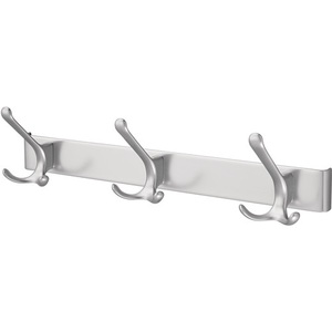 Wall <b>Hook</b> <b>Rail</b> 3 <b>Hooks</b> 96mm Projection Silver Anodized Light Alloy 102mm Height HERMETA - Product Image 1