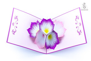 Carte de voeux artisanale en papier 3D violet et rose avec cadeau souvenir de fleurs vietnamiennes pour des occasions spéciales - Product Image 3