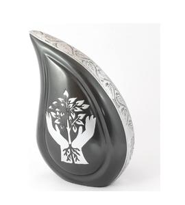 Urne funéraire adulte en forme de goutte de larme gravée en argent pour cendres humaines-Urne funéraire artisanale (noir 200 pouces Cu) - Product Image 2