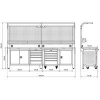 Armoire à outils d'atelier robuste industriel en acier de haute qualité remarquable avec chariot à outils