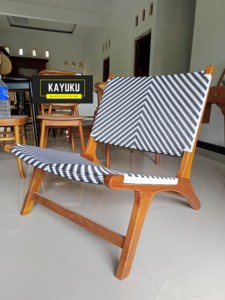 Handcrafted Teak <b>Lounge</b> <b>Chair</b> with Webbed Seat and Backrest - Product Image 4