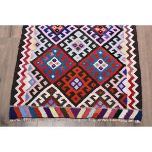 3x11.7 ft Kilim Vintage Rug, <b>Red</b> Polka dot Turkish Rug <b>Wool</b> - Product Image 2