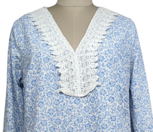 Conjunto de Kurta y Pantalón Azul de Lujo con Estampado y Detalles de Encaje, Ropa Étnica de Diseño Elegante para Mujer, Nueva Tendencia en Venta - Product Image 3