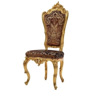 Gold Dining Chair Carved with Fabric Motif Seat - Classic Wood Furniture - Pre Order 1 X 20ft Container Mix Items - Product Image 3