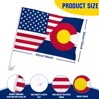 Drapeau de fenêtre de voiture USA Colorado 12x18 pouces avec poteau en plastique à clip sécurisé, idéal pour défilés patriotiques, événements, vente en gros, en polyester