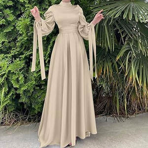 Muslim <b>Dress</b> for Women Loose Fit Full Cover Satin Abaya Kaftan Modest Islamic Robe <b>Prayer</b> Eid & Daily Wear Long Sleeve Maxi - Product Image 3