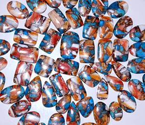 AAA + พลอยหอยนางรมหนามธรรมชาติทำจากทองแดงเทอร์ควอยซ์ทรงหลวมอัญมณีละเอียดขนาดฟรีไซส์ - Product Image 3