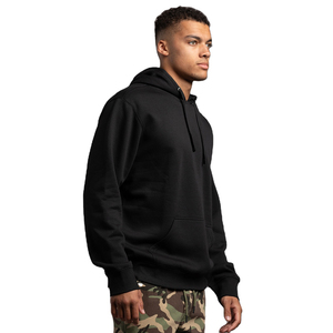 Sudadera con capucha de algodón negro 100% para hombre, patrón sólido bordado, teñido liso, estampado personalizado, sudadera térmica de lana para invierno - Product Image 3