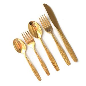 Ensemble de couverts en laiton gaufré-Ustensiles en vrac de style héritage pour restaurants et temples indiens - Product Image 6