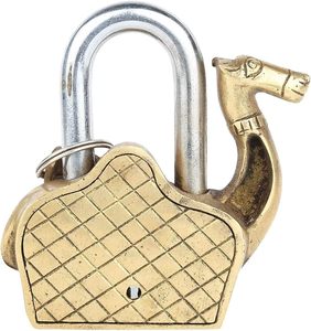 Padlock-01Y Brass Padlock - Lock with Keys - Working Functional - Brass Made Camel - Brass Finish - Product Image 2