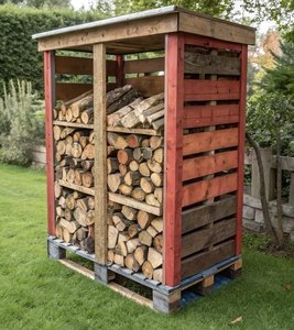Cobertizo de Almacenamiento de Leña de Madera para Exterior, Estante Rústico para Leña, Refugio de Jardín. - Product Image 1