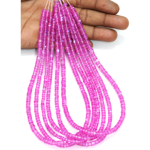 Hermosas Cuentas Heishi de Piedra Lunar Rosa Lila Brillante en Forma de Neumático, 15 Pulgadas, Cuentas de Piedra Lunar Rosa en Forma de Rueda al por Mayor - Product Image 1