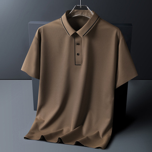 Polo de Manga Corta de Seda Helada para Hombre, Talla Grande, Verano, Personalizable con Logotipo OEM, Secado Rápido, Elástico, Transpirable, Tejido de Punto - Product Image 3