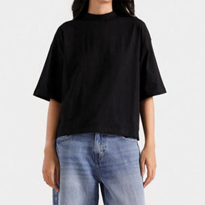 Camiseta Holgada de Algodón Cómodo para Mujer, Fabricada en Pakistán, Color Negro, Talla Grande, Venta al por Mayor, Ropa Lisa de Verano de Alta Calidad - Product Image 1