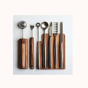 Luxury Reusable Vintage Silver Plated With Wooden Handle Hotel Stainless Steel Bar <b>Tools</b> Bar Accessory Silverware Cutlery - Product Image 1