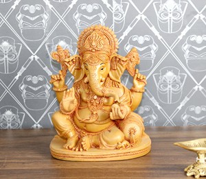 Estatua de Ganesh Singhasan de Resina Marrón, Artesanía Nirmala Hecha a Mano, Decoración para el Hogar y el Mejor Regalo para Ganpati/Bappa - Product Image 2