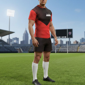Conjunto de Uniforme de Rugby para Hombre, Tela Elástica de Poliéster, Transpirable, Ajuste Cómodo, Secado Rápido, Manga Corta, Pantalones Cortos, para Partidos de Clubes y Equipos, Venta al Por Mayor - Product Image 5