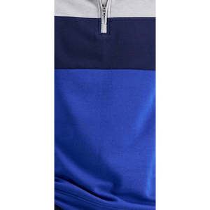 Felpa da Uomo Club Room Blu con Zip 1/4, in Pile, Tinta Unita con Blocchi di Colore, Taglia XXS, Ricamo 3D, Etichetta Personalizzata, Materiale Poliestere/Cotone - Product Image 3