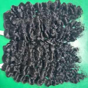 Lista de precios al por mayor de alta calidad de pelo negro crudo birmano rizado Genius máquina de trama doble paquete dibujado de Qhair - Product Image 2