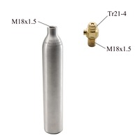 Cilindro de CO2 de Aluminio de 0.6L y 0.8kg para Máquina de Soda, Tanque Carbonatador Portátil de Grado Alimenticio, 3000psi, Presión Ajustable, Doble Disco de Expulsión, CE