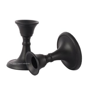 Juego de 2 velas decorativas de aluminio para fiestas navideñas, portavelas hechos a mano de alta calidad con revestimiento negro - Product Image 1