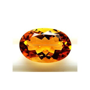 พลอยซิทรีน12X17mm พลอยสังเคราะห์ทรงรีเจียระไนแบบเหลี่ยมเพชรพลอยทรงรีสไตล์บราซิล - Product Image 1