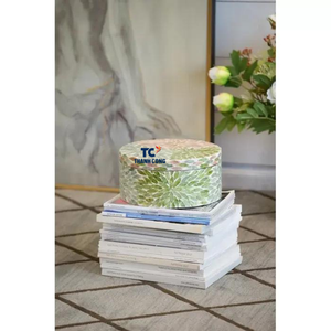 Meilleure conception boîte mère de perle colorée artisanale boîtes décoratives en mosaïque boîtes de rangement rondes - Product Image 2