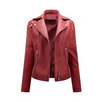 Veste zippée oblique slim fit pour femme en cuir vegan noir, style motard, avec col à revers, punk rock, qualité PU, manteau grande taille