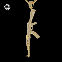 Pendentif AK-47 en argent 925 plaqué or 18 carats pour hommes et femmes, serti de moissanite, bijoux de mode hip-hop de haute qualité