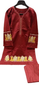 ชุดเสื้อผ้าชาลวาร์ คามีซทรงเอไลน์ปักลายสำหรับผู้หญิง ยี่ห้อชาฮิด ทาวัคคาล ทำจากผ้าฝ้าย/ผ้าลอน สำหรับผู้ใหญ่ เสื้อผ้าอินเดียและปากีสถาน - Product Image 2